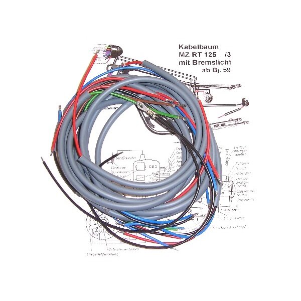 Kabelbaum MZ RT 125 /2/3 ( GRAU ) - Vollnabe