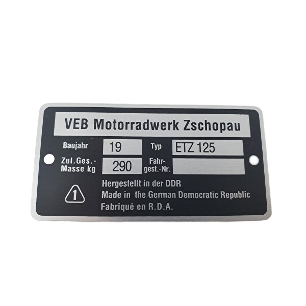 Typenschild ETZ 125