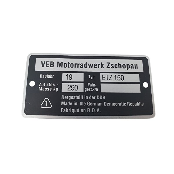 Typenschild ETZ 150