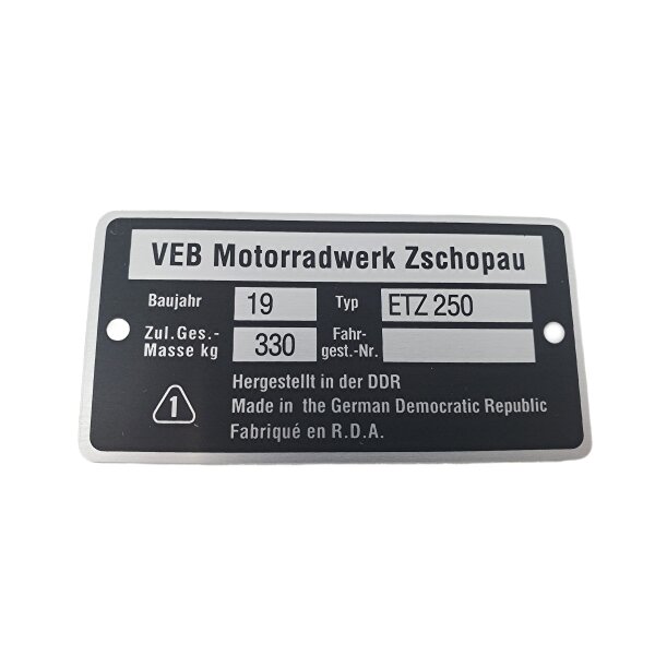 Typenschild ETZ 250